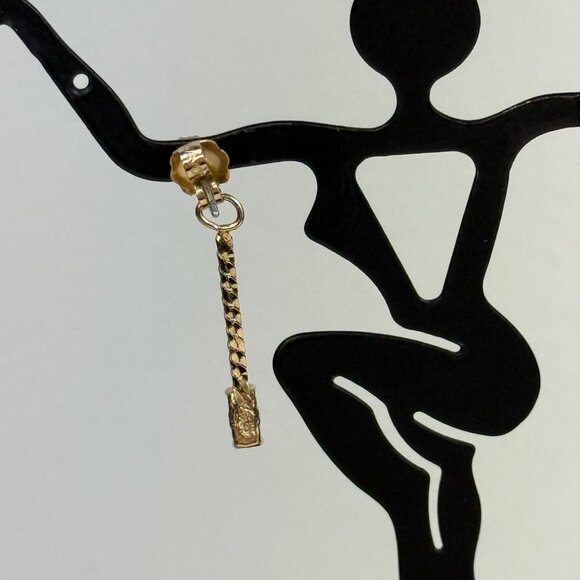 Vintage Signed Avon Rhinestone Stud w/ Chain Rhinestone Dangle 1" Drop - Picture 7 of 8